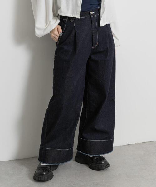 THE GOODLAND MARKET(ザグッドランドマーケット)の「cwtch ORGANIC DENIM WIDEPANTS(デニムパンツ・レディース・インディゴブルー・SMALL/MEDIUM)」の6枚目の写真