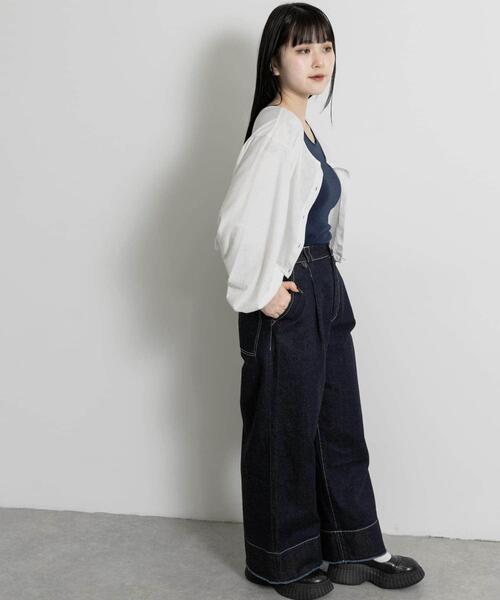 THE GOODLAND MARKET(ザグッドランドマーケット)の「cwtch ORGANIC DENIM WIDEPANTS(デニムパンツ・レディース・インディゴブルー・SMALL/MEDIUM)」の13枚目の写真