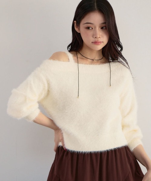 archives（アルシーヴ）の「【キラふわときめく】ラメフェザーワンショルニットプルオーバー（ニット/セーター・レディース・ブラウン/アイボリー/グレイッシュベージュ/グレー・MEDIUM）」の7枚目の写真