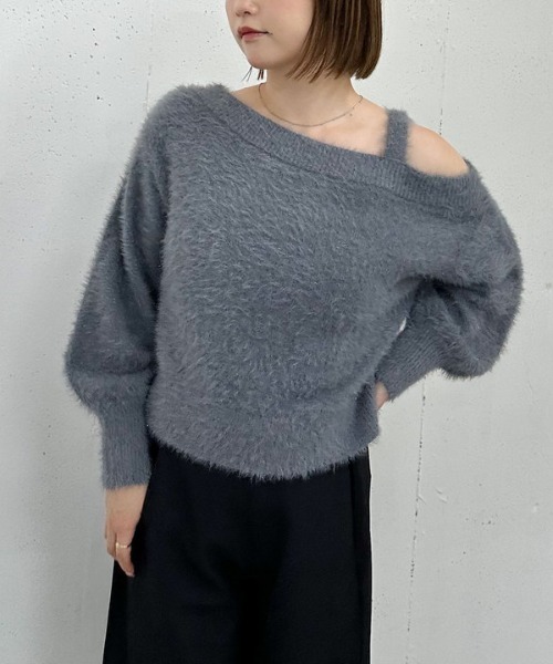 archives（アルシーヴ）の「【キラふわときめく】ラメフェザーワンショルニットプルオーバー（ニット/セーター・レディース・ブラウン/アイボリー/グレイッシュベージュ/グレー・MEDIUM）」の14枚目の写真