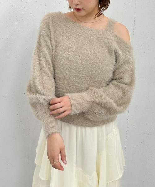 archives（アルシーヴ）の「【キラふわときめく】ラメフェザーワンショルニットプルオーバー（ニット/セーター・レディース・ブラウン/アイボリー/グレイッシュベージュ/グレー・MEDIUM）」の20枚目の写真