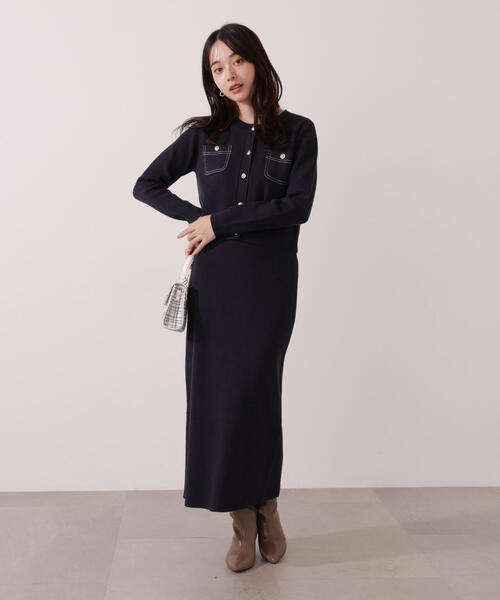 青島心さん着用】ステッチニットSETUP / 1215240008（ワンピース