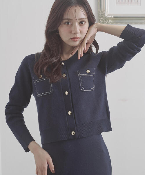 PROPORTION BODY DRESSING(プロポーションボディドレッシング)の「【青島心さん着用】ステッチニットSETUP / 1215240008(ワンピース・レディース・グレー/ネイビー/グレー系その他・P/S/SMALL/MEDIUM)」の3枚目の写真