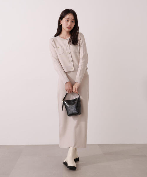 PROPORTION BODY DRESSING(プロポーションボディドレッシング)の「【青島心さん着用】ステッチニットSETUP / 1215240008(ワンピース・レディース・グレー/ネイビー/グレー系その他・P/S/SMALL/MEDIUM)」の1枚目の写真