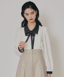 REDYAZEL | チェックバイカラーリボンタイブラウス(シャツ/ブラウス)