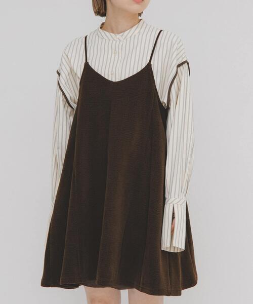 KBF（ケイビーエフ）の「モールリブミニキャミワンピース（ワンピース・レディース・チャコールグレー/ブラウン/ブラック・ONE）」の4枚目の写真