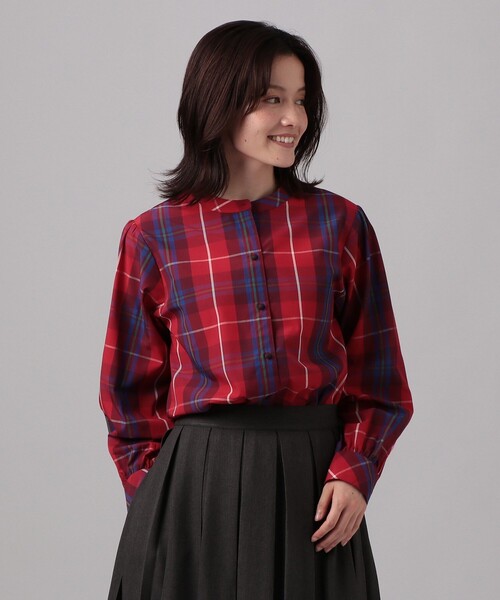 Afternoon Tea（アフタヌーンティー）の「タータンチェック柄パフ袖ブラウス/Afternoon Tea Original Tartans（シャツ/ブラウス・レディース・ブルー/レッド/グリーン・MEDIUM）」の3枚目の写真