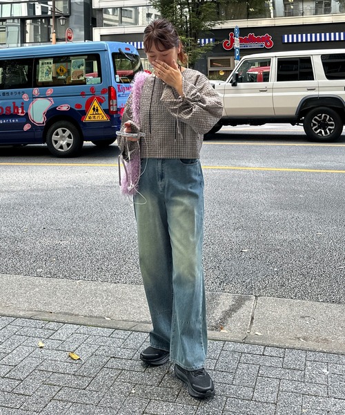 PILIT（ピリット）の「バック一オープンドロストギャザーTOPS（シャツ/ブラウス・レディース・グレー/ブラウン/グリーン・MEDIUM）」の14枚目の写真