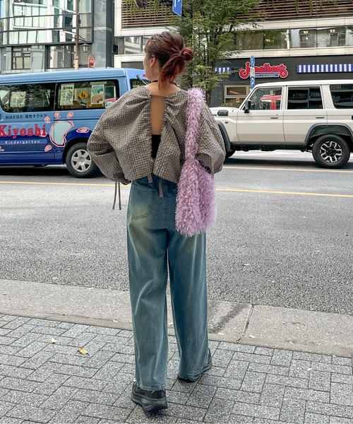 PILIT（ピリット）の「バック一オープンドロストギャザーTOPS（シャツ/ブラウス・レディース・グレー/ブラウン/グリーン・MEDIUM）」の13枚目の写真