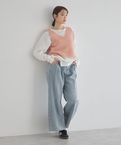 earth music&ecology（アースミュージックアンドエコロジー）の「MIXカラーブークレニットビスチェ（ベスト・レディース・オレンジ系その他/ベージュ/ライトブルー/チャコールグレー・F）」の18枚目の写真