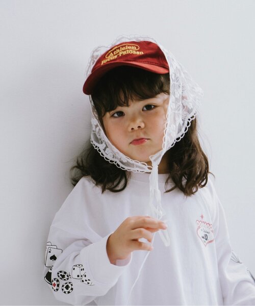 and D. petit main（アンドディープティマイン）の「刺繍入りツイルキャップ（キャップ・キッズ・ブラック/エンジ・54cm）」の5枚目の写真