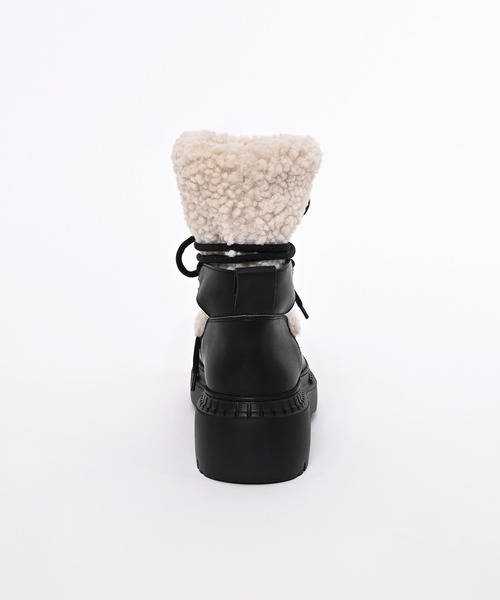 Narcissus（ナルシス）の「ボアレースアップブーツ（ブーツ・レディース・ブラック/アイボリー・37/38/36/39）」の6枚目の写真