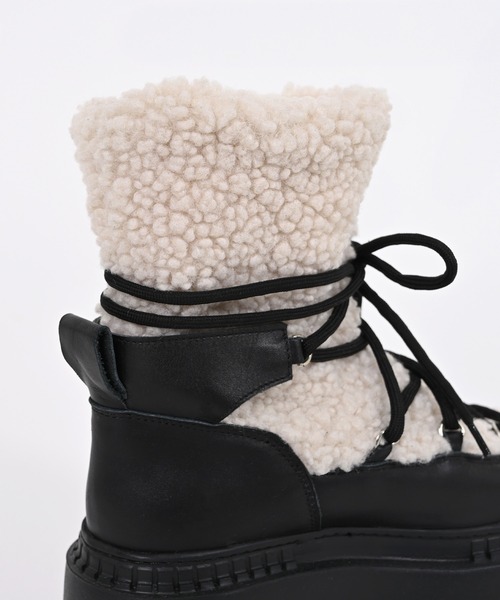 Narcissus（ナルシス）の「ボアレースアップブーツ（ブーツ・レディース・ブラック/アイボリー・37/38/36/39）」の9枚目の写真