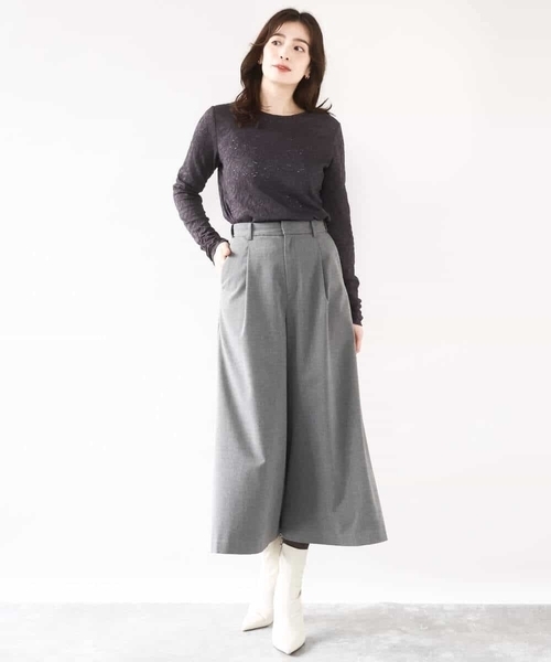 OFUON le MK(オフオンルエムケー)の「シャーリングデザインレースカットソー/洗える/WEB限定サイズあり(Tシャツ/カットソー・レディース・アイボリー/ダークグレー・36/38)」の9枚目の写真