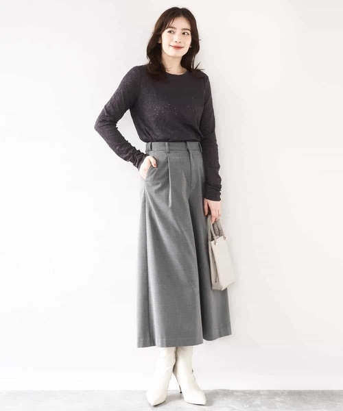 OFUON le MK(オフオンルエムケー)の「シャーリングデザインレースカットソー/洗える/WEB限定サイズあり(Tシャツ/カットソー・レディース・アイボリー/ダークグレー・36/38)」の13枚目の写真