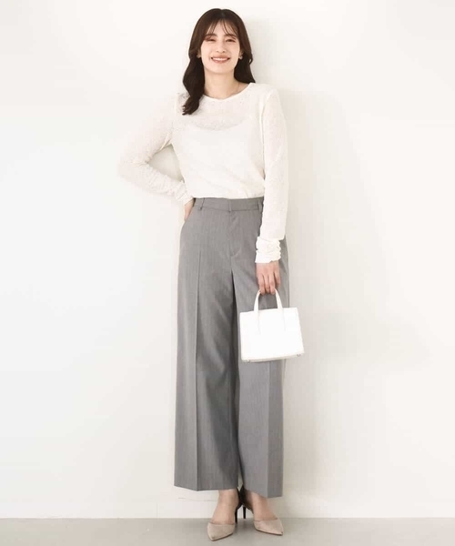 OFUON le MK(オフオンルエムケー)の「シャーリングデザインレースカットソー/洗える/WEB限定サイズあり(Tシャツ/カットソー・レディース・アイボリー/ダークグレー・36/38)」の15枚目の写真