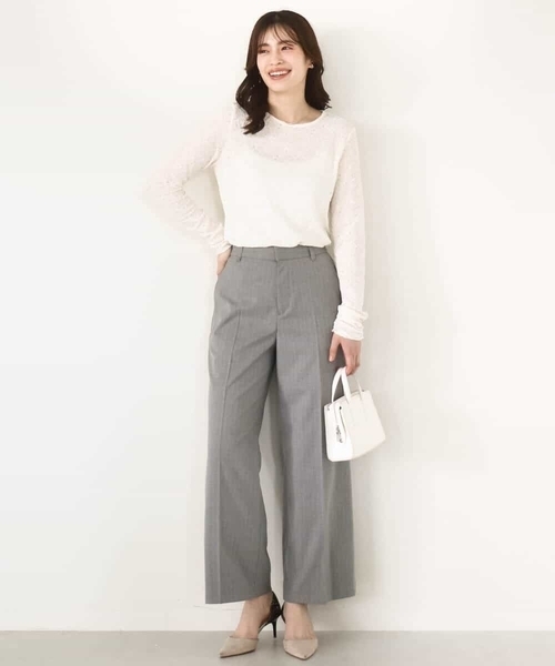 OFUON le MK(オフオンルエムケー)の「シャーリングデザインレースカットソー/洗える/WEB限定サイズあり(Tシャツ/カットソー・レディース・アイボリー/ダークグレー・36/38)」の10枚目の写真