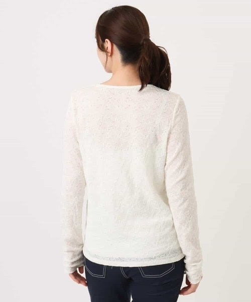 OFUON le MK(オフオンルエムケー)の「シャーリングデザインレースカットソー/洗える/WEB限定サイズあり(Tシャツ/カットソー・レディース・アイボリー/ダークグレー・36/38)」の20枚目の写真