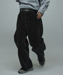 Firsthand | Firsthand/ファーストハンド フロッキーデニム切り替え ワイドストレートパンツ(デニムパンツ)