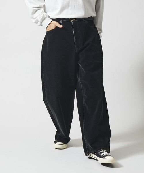 Firsthand(ファーストハンド)の「Firsthand/ファーストハンド フロッキーデニム切り替え ワイドストレートパンツ(デニムパンツ・メンズ・ブラック/ネイビー・M/L)」の10枚目の写真