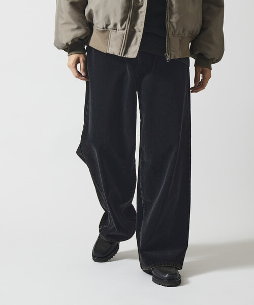 Firsthand(ファーストハンド)の「Firsthand/ファーストハンド フロッキーデニム切り替え ワイドストレートパンツ(デニムパンツ・メンズ・ブラック/ネイビー・M/L)」の17枚目の写真