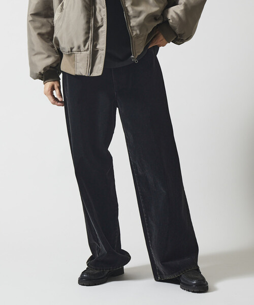 Firsthand(ファーストハンド)の「Firsthand/ファーストハンド フロッキーデニム切り替え ワイドストレートパンツ(デニムパンツ・メンズ・ブラック/ネイビー・M/L)」の18枚目の写真