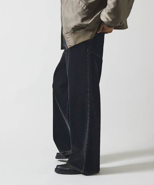 Firsthand(ファーストハンド)の「Firsthand/ファーストハンド フロッキーデニム切り替え ワイドストレートパンツ(デニムパンツ・メンズ・ブラック/ネイビー・M/L)」の20枚目の写真