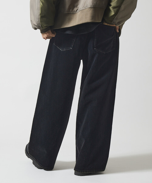 Firsthand(ファーストハンド)の「Firsthand/ファーストハンド フロッキーデニム切り替え ワイドストレートパンツ(デニムパンツ・メンズ・ブラック/ネイビー・M/L)」の21枚目の写真