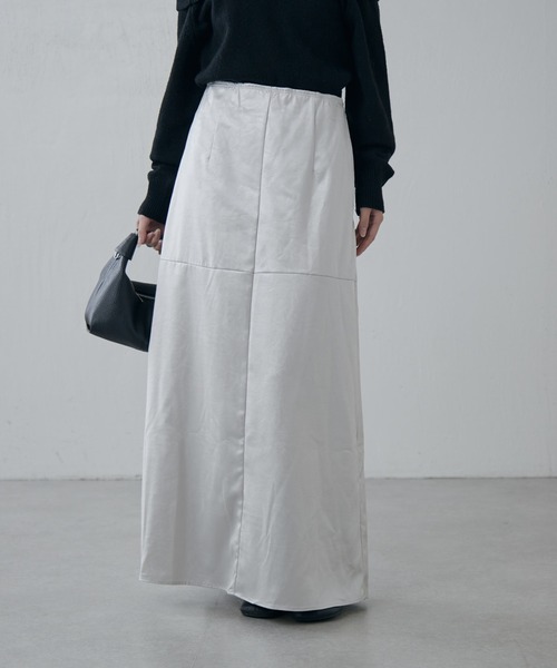 Lui's（ルイス）の「サテンレザーライクスカート（スカート・レディース・ライトグレー/ブラック・36/38）」の2枚目の写真