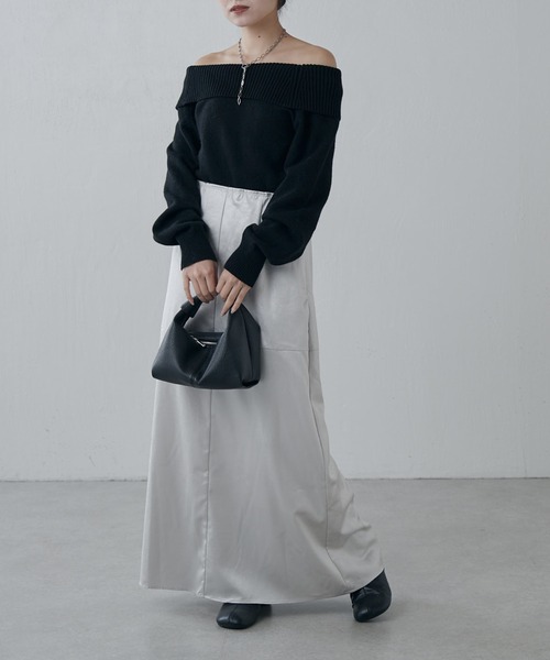 Lui's（ルイス）の「サテンレザーライクスカート（スカート・レディース・ライトグレー/ブラック・36/38）」の14枚目の写真