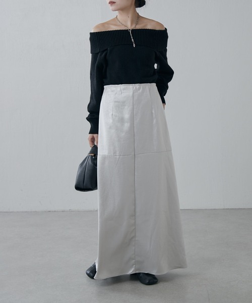 Lui's（ルイス）の「サテンレザーライクスカート（スカート・レディース・ライトグレー/ブラック・36/38）」の15枚目の写真