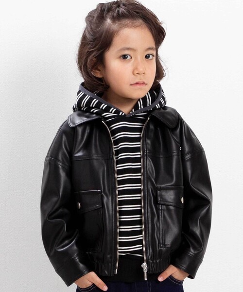 BeBe（ベベ）の「ミニウラケランダムボーダーフーディー（パーカー・キッズ・ブラック系その他/ブルー系その他・150cm/140cm/130cm/120cm）」の4枚目の写真