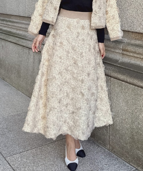 JENNE（ジェンヌ）の「3層編みラグジュアリーニットスカート（スカート・レディース・ベージュ/サックスブルー/ブラック・SMALL/LARGE/MEDIUM）」の2枚目の写真