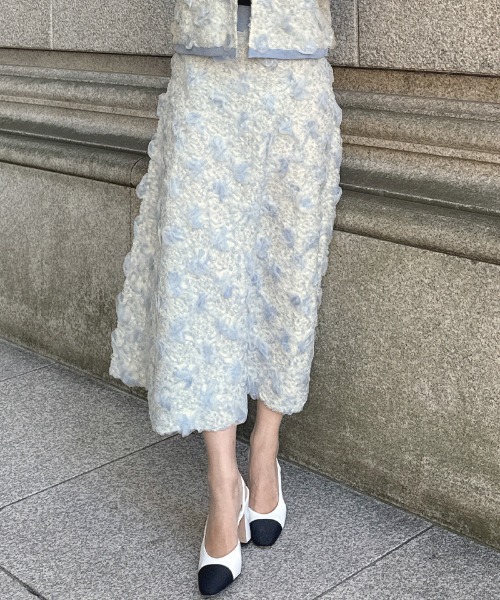 JENNE（ジェンヌ）の「3層編みラグジュアリーニットスカート（スカート・レディース・ベージュ/サックスブルー/ブラック・SMALL/LARGE/MEDIUM）」の4枚目の写真