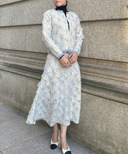 JENNE（ジェンヌ）の「3層編みラグジュアリーニットスカート（スカート・レディース・ベージュ/サックスブルー/ブラック・SMALL/LARGE/MEDIUM）」の5枚目の写真