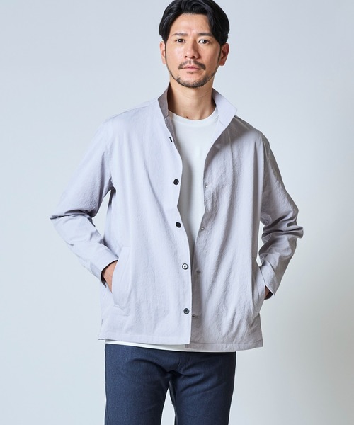 TETE HOMME（テットオム）の「ドライタッチ シュリンクストライプシャツブルゾン（ブルゾン・メンズ・ブラック/グレー・MEDIUM/X-LARGE/XX-LARGE/LARGE）」の2枚目の写真