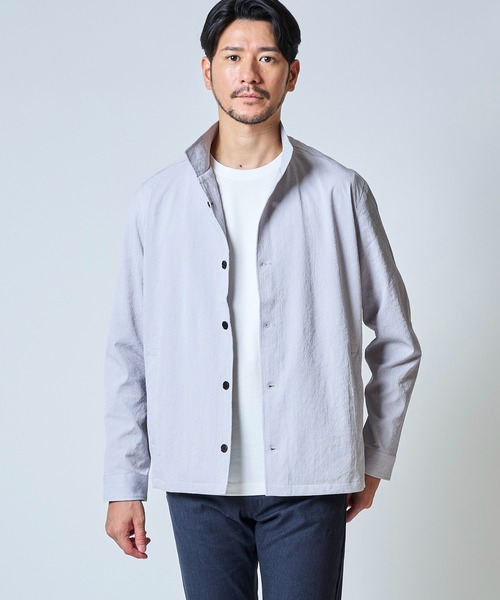 TETE HOMME（テットオム）の「ドライタッチ シュリンクストライプシャツブルゾン（ブルゾン・メンズ・ブラック/グレー・MEDIUM/X-LARGE/XX-LARGE/LARGE）」の4枚目の写真