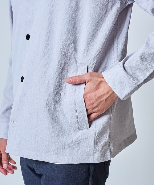 セール】ドライタッチ シュリンクストライプシャツブルゾン（ブルゾン