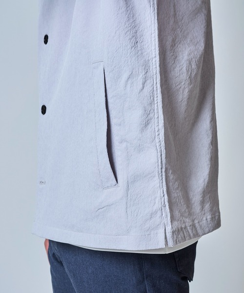 TETE HOMME（テットオム）の「ドライタッチ シュリンクストライプシャツブルゾン（ブルゾン・メンズ・ブラック/グレー・MEDIUM/X-LARGE/XX-LARGE/LARGE）」の9枚目の写真