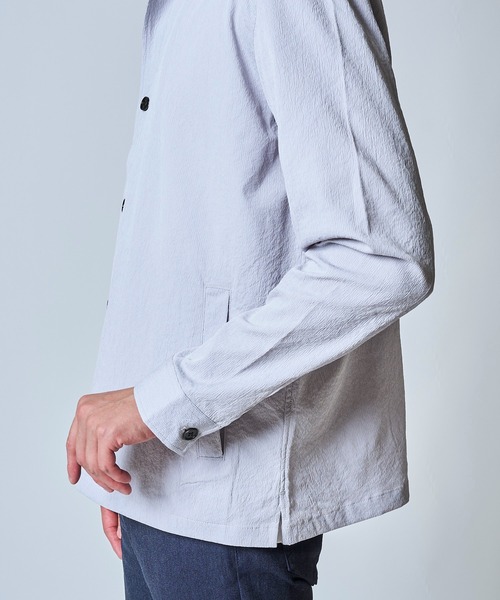 TETE HOMME（テットオム）の「ドライタッチ シュリンクストライプシャツブルゾン（ブルゾン・メンズ・ブラック/グレー・MEDIUM/X-LARGE/XX-LARGE/LARGE）」の11枚目の写真