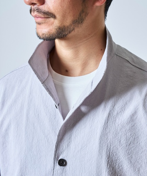 セール】ドライタッチ シュリンクストライプシャツブルゾン（ブルゾン