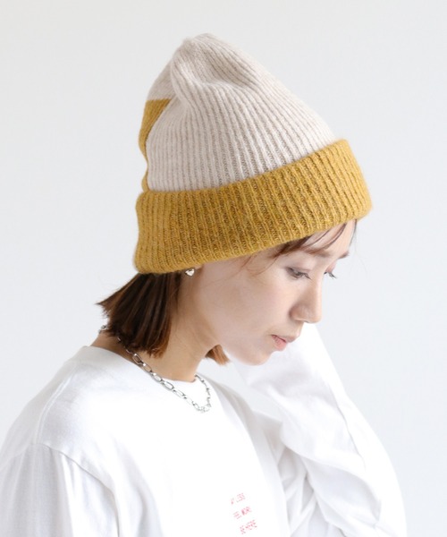 cepo（セポ）の「配色パターン ニット帽（ニットキャップ/ビーニー・レディース・ベージュ/ブラック・FREE）」の10枚目の写真