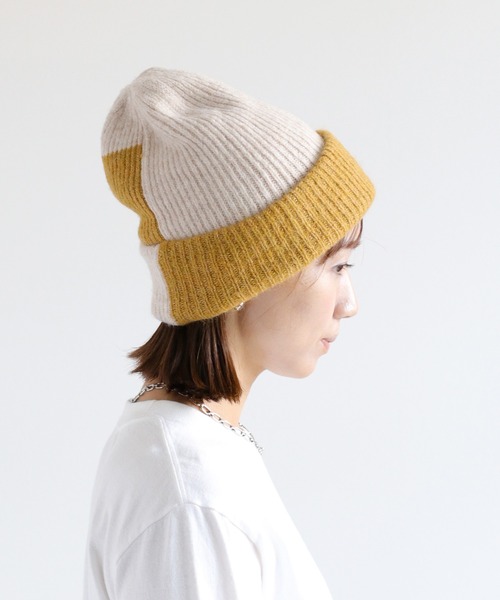 cepo（セポ）の「配色パターン ニット帽（ニットキャップ/ビーニー・レディース・ベージュ/ブラック・FREE）」の12枚目の写真