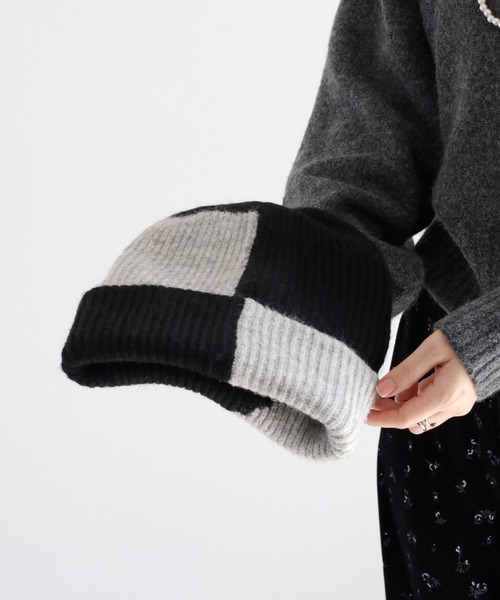 cepo（セポ）の「配色パターン ニット帽（ニットキャップ/ビーニー・レディース・ベージュ/ブラック・FREE）」の16枚目の写真
