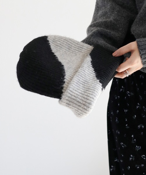 cepo（セポ）の「配色パターン ニット帽（ニットキャップ/ビーニー・レディース・ベージュ/ブラック・FREE）」の17枚目の写真