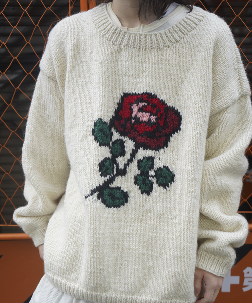 Macmahon Knitting Mills 　花柄刺繍ニットセーター セール】MacMahon Knitting Mills / マクマホンニッティングミルズ