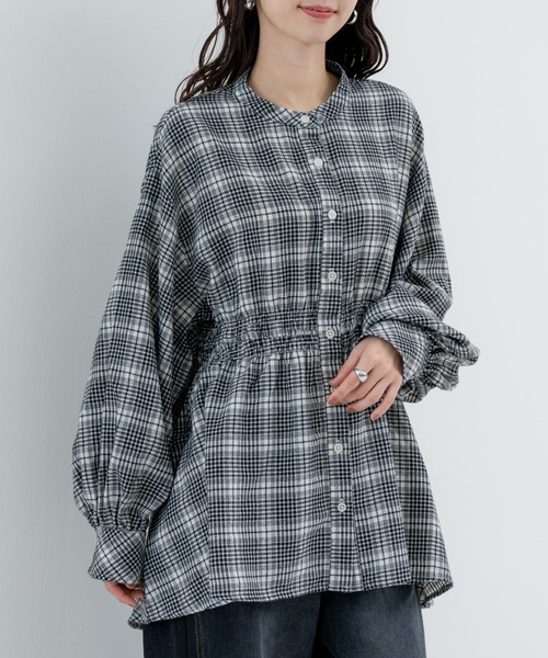 refinedworks（リファインドワークス）の「【refinedworks】季節感たっぷりの 起毛素材 × チェック柄ブラウス（シャツ/ブラウス・レディース・グレー/ブラック/アイボリー・FREE）」の9枚目の写真