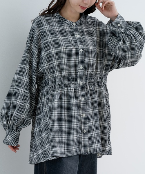 refinedworks（リファインドワークス）の「【refinedworks】季節感たっぷりの 起毛素材 × チェック柄ブラウス（シャツ/ブラウス・レディース・グレー/ブラック/アイボリー・FREE）」の10枚目の写真