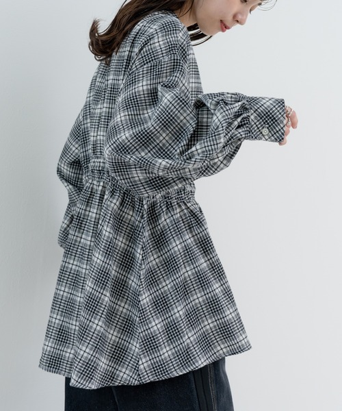 refinedworks（リファインドワークス）の「【refinedworks】季節感たっぷりの 起毛素材 × チェック柄ブラウス（シャツ/ブラウス・レディース・グレー/ブラック/アイボリー・FREE）」の12枚目の写真