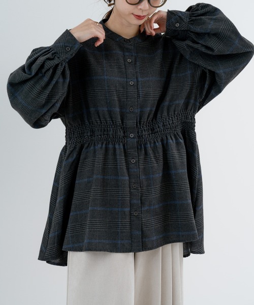 refinedworks（リファインドワークス）の「【refinedworks】季節感たっぷりの 起毛素材 × チェック柄ブラウス（シャツ/ブラウス・レディース・グレー/ブラック/アイボリー・FREE）」の14枚目の写真